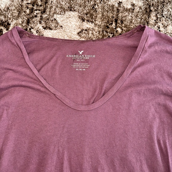 5/$25 American Eagle Outfitters Dusty Purple Ruffle Sleeve Top - Picture 7 of 7